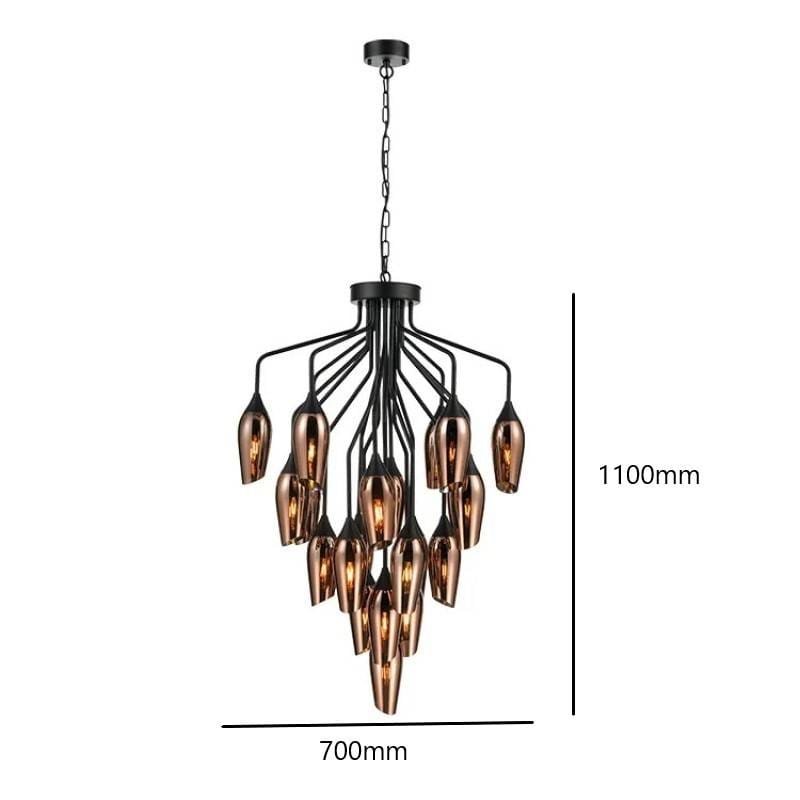 Regal Obsidian Glow (Warm Red) Glass Chandelier