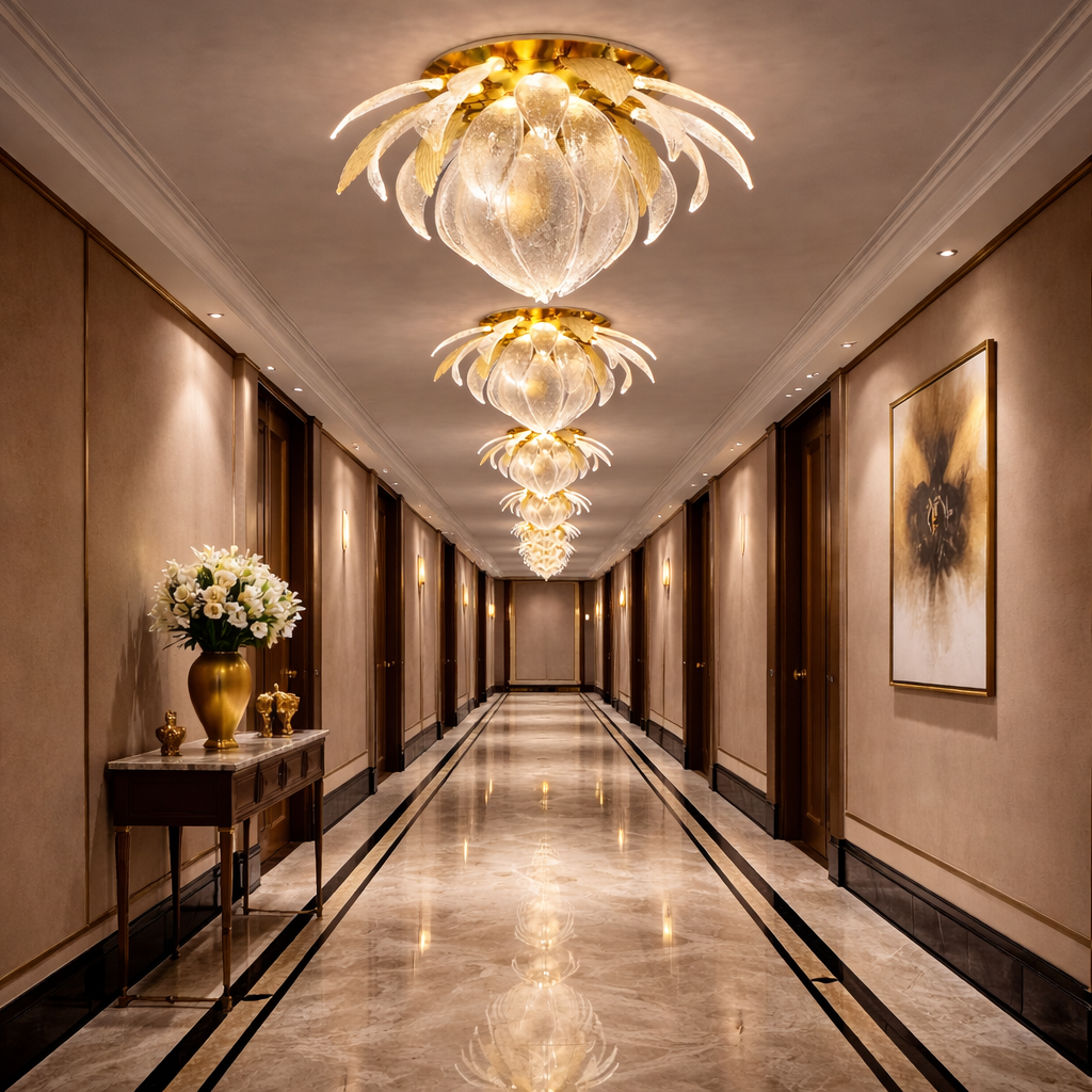 Solara Bloom Crystal Petal Flush Mount Chandelier