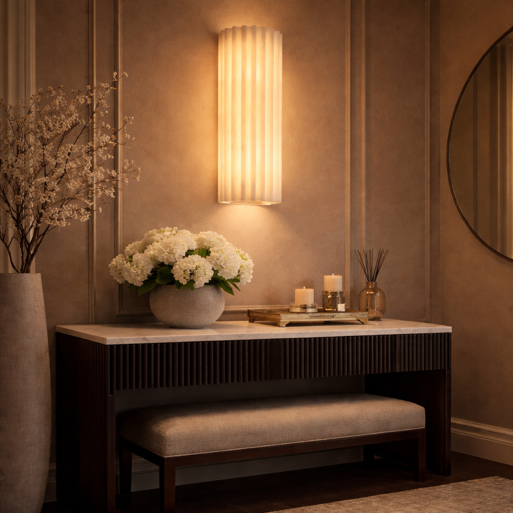 Arvona Fluted Marble Wall Light