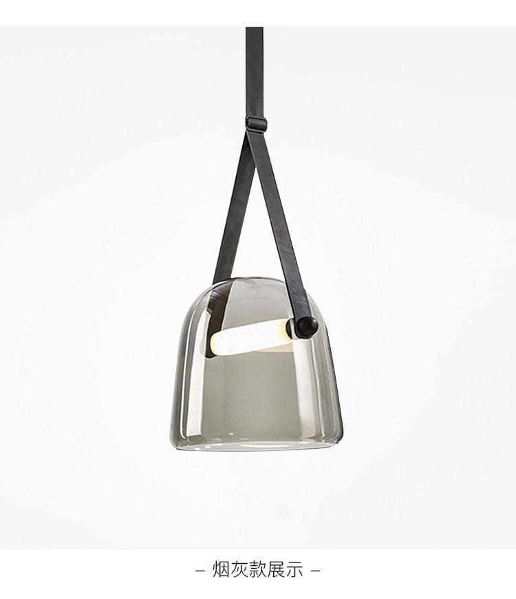 Dew Smoked (Glass, Leather) Pendant Light