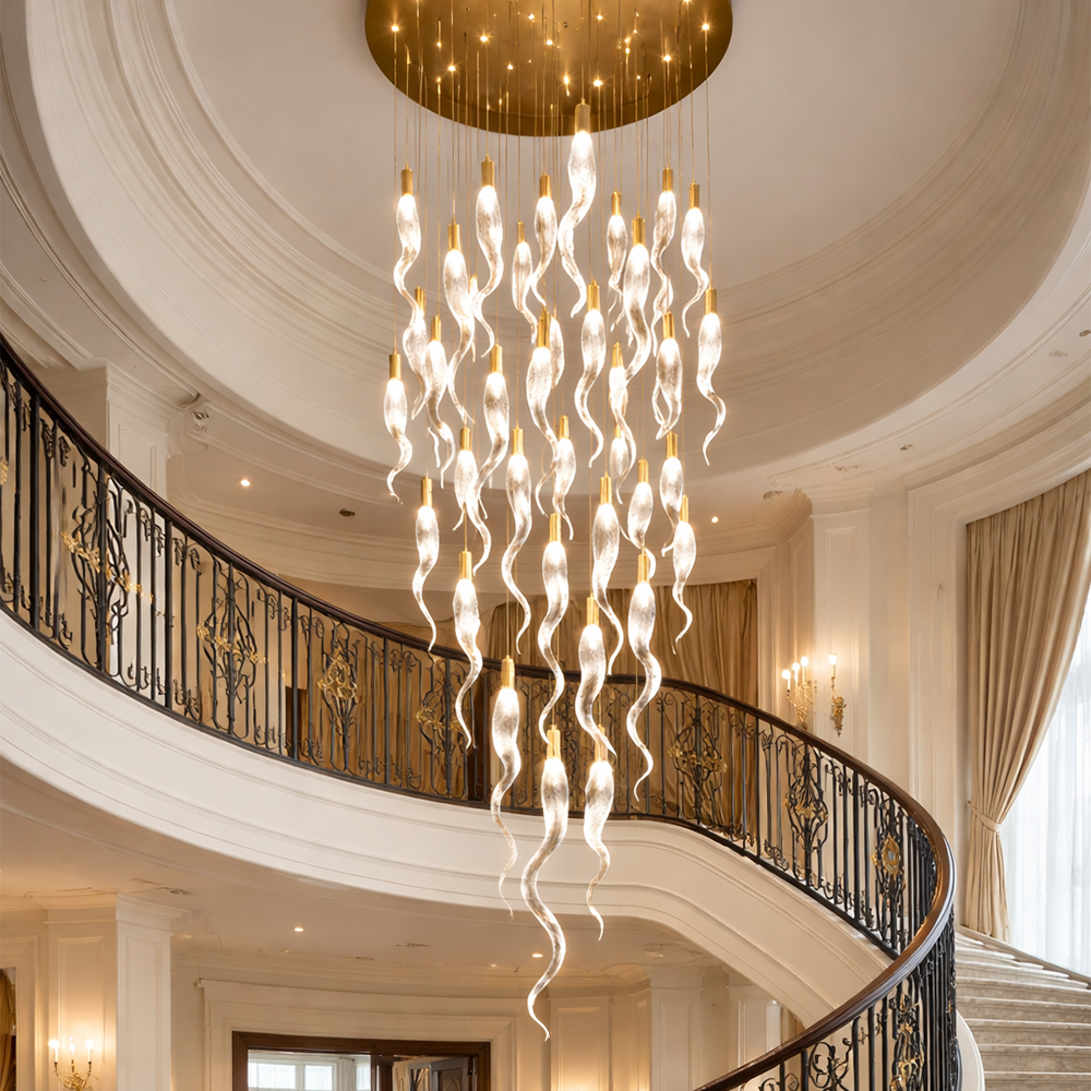 Modern Spiral LED Cascade Chandelier