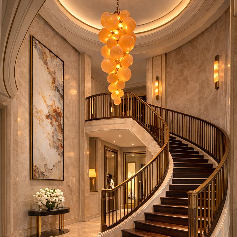 Amber Bubble Grape Cluster Chandelier