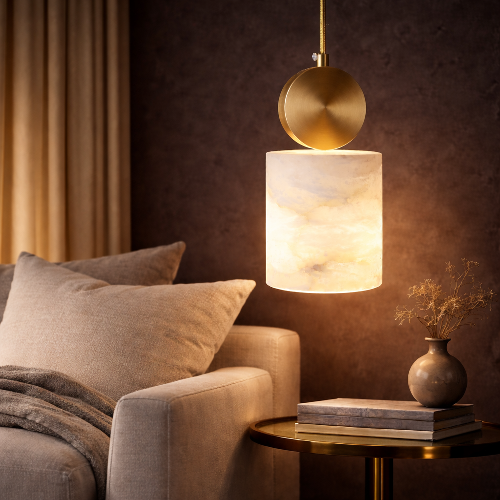 Aurelia Marble Cylinder Pendant Light