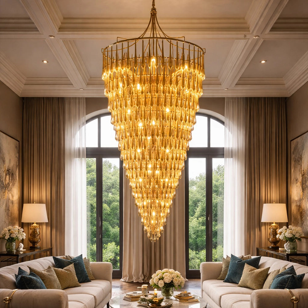 Velmora Cascading Goldspire Chandelier