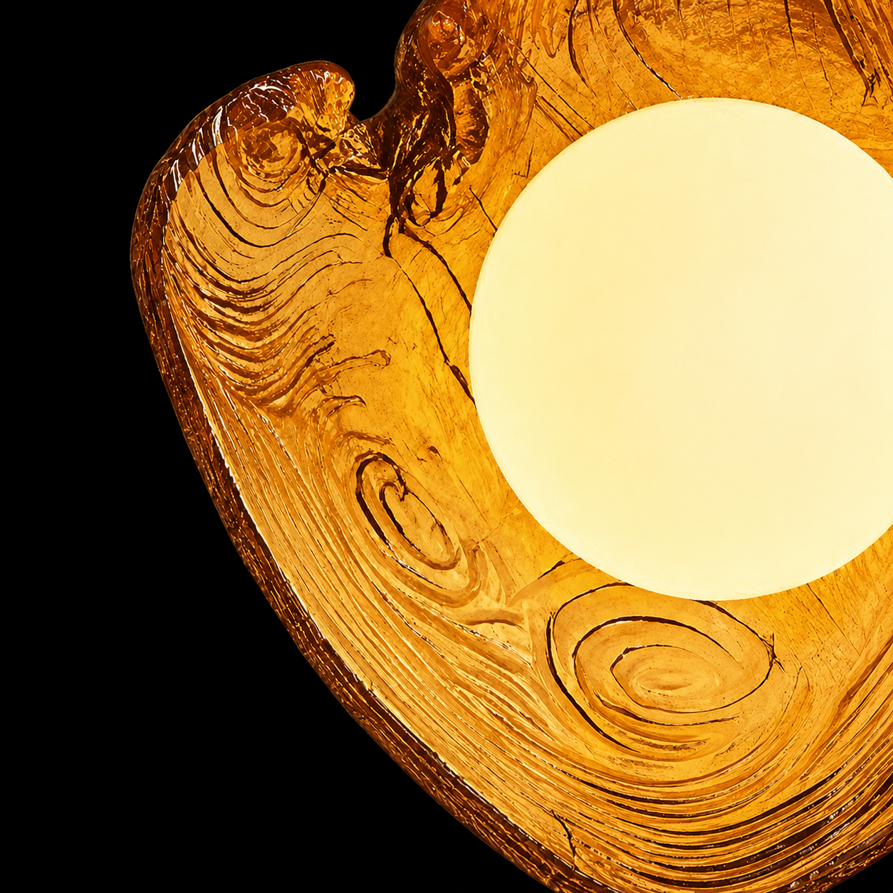 EmberLeaf Walnut Glow Resin Wall Light