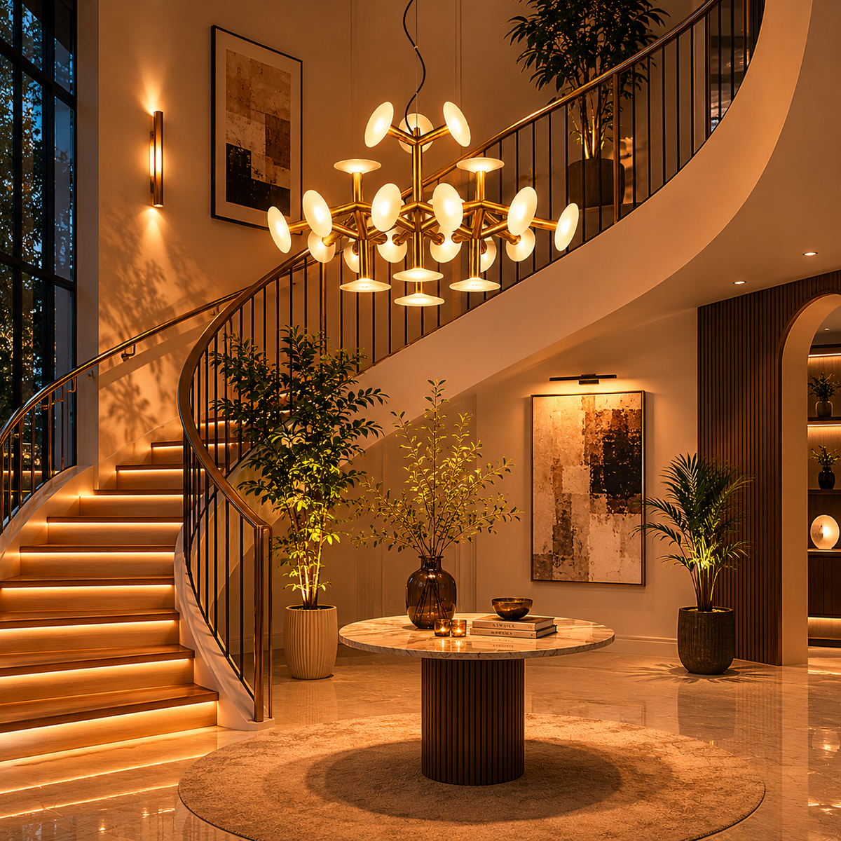 Aurelio Modern Brass Disc Chandelier