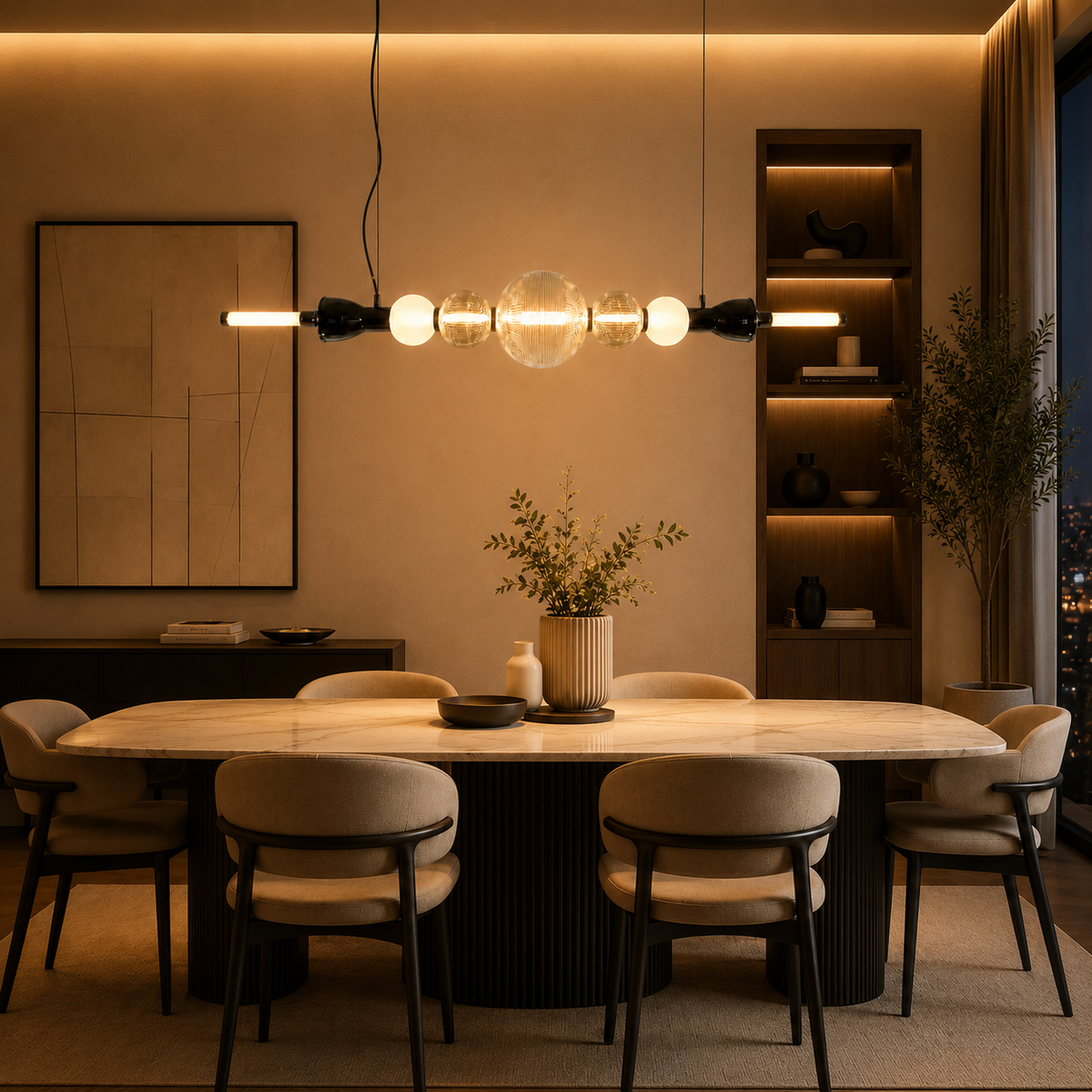 Celestial Orb Linear Glass Pendant Light