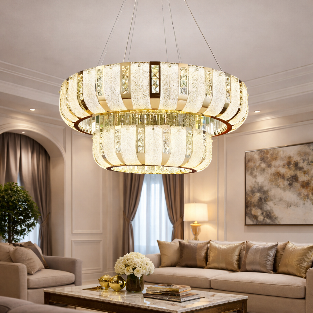 Elite Gold Ring Crystal Chandelier