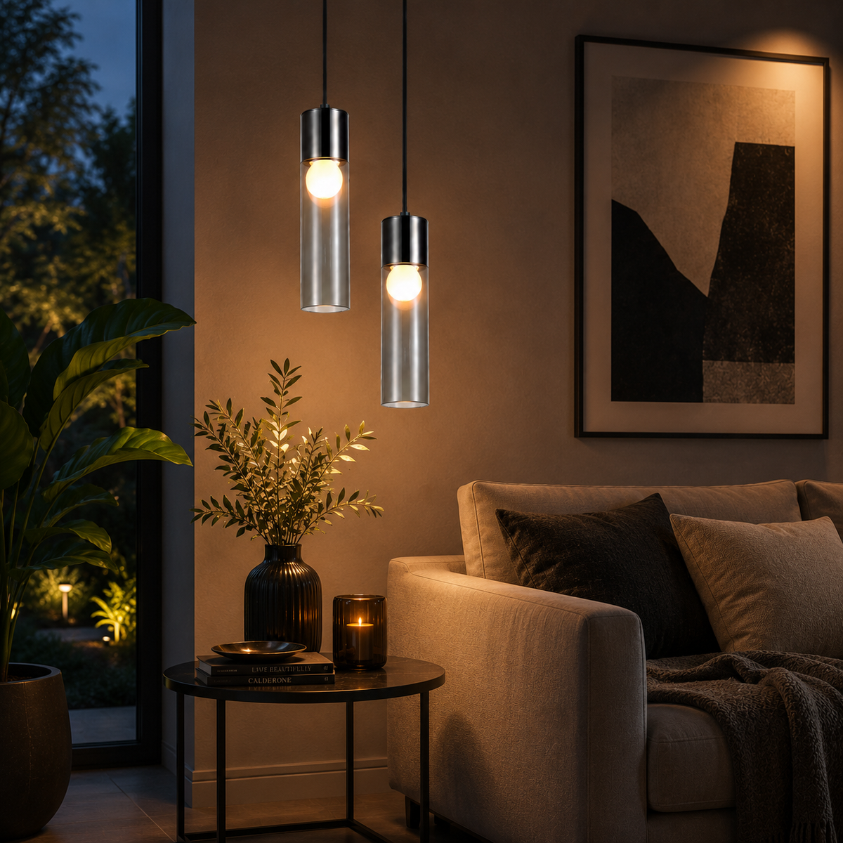 Modern Double Cylinder Hanging Light