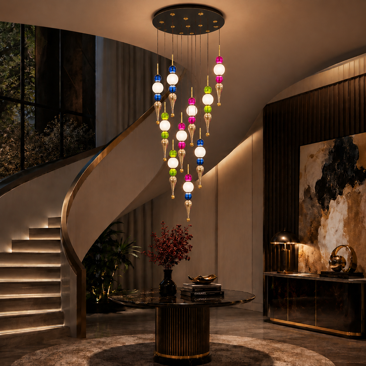 Prism Cascade Pendant Chandelier – Artistic Luxury for Modern Interiors