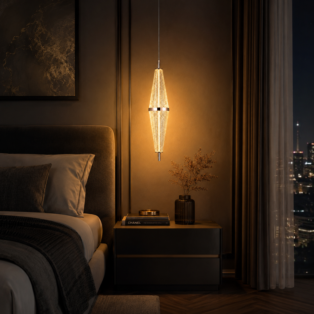 Luminara Crystal Teardrop Pendant Lamp in Rose Gold