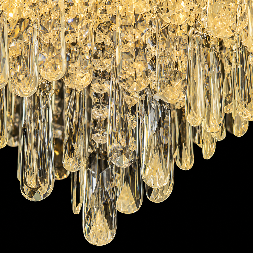 Celestia Cascade Crystal Flush Mount Chandelier