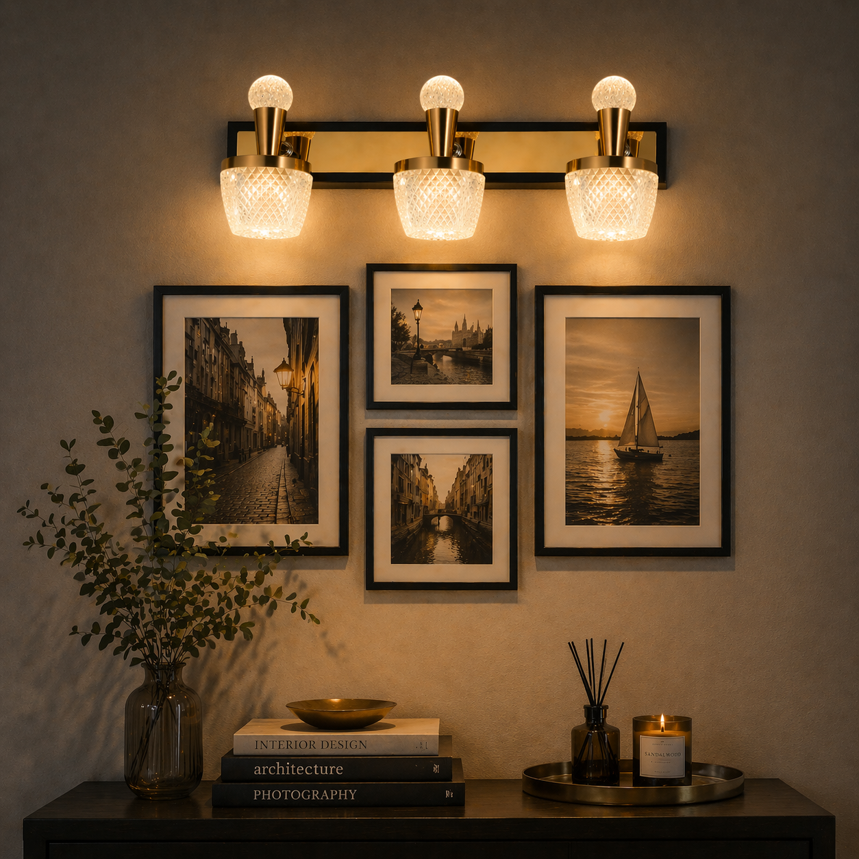 Elara Triple Crystal Wall Light