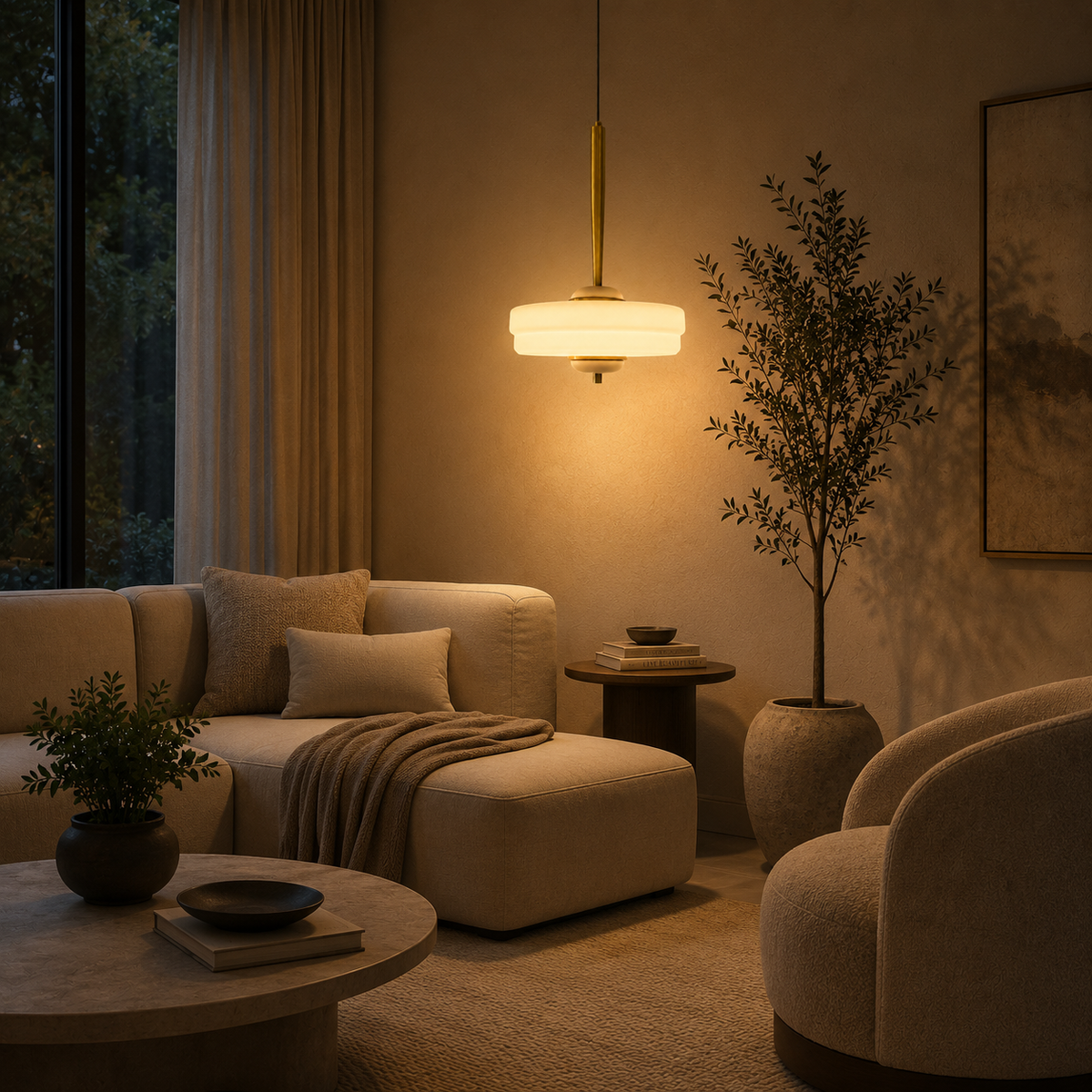 Aurelia White & Gold Disc Pendant Light