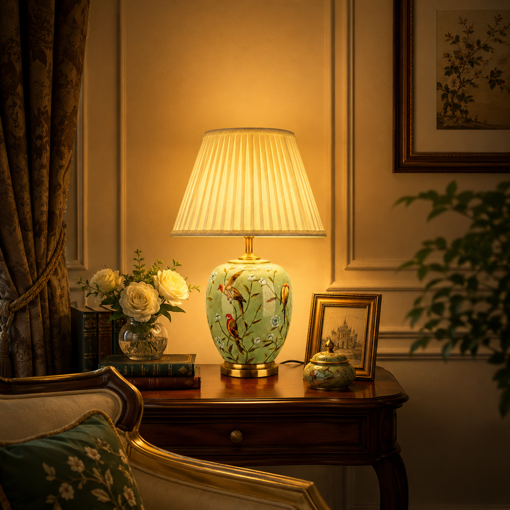 Vintage Hand-Painted Ceramic Table Lamp