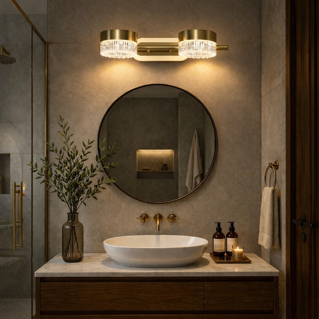 Celestia Duo Crystal Gold Vanity Light