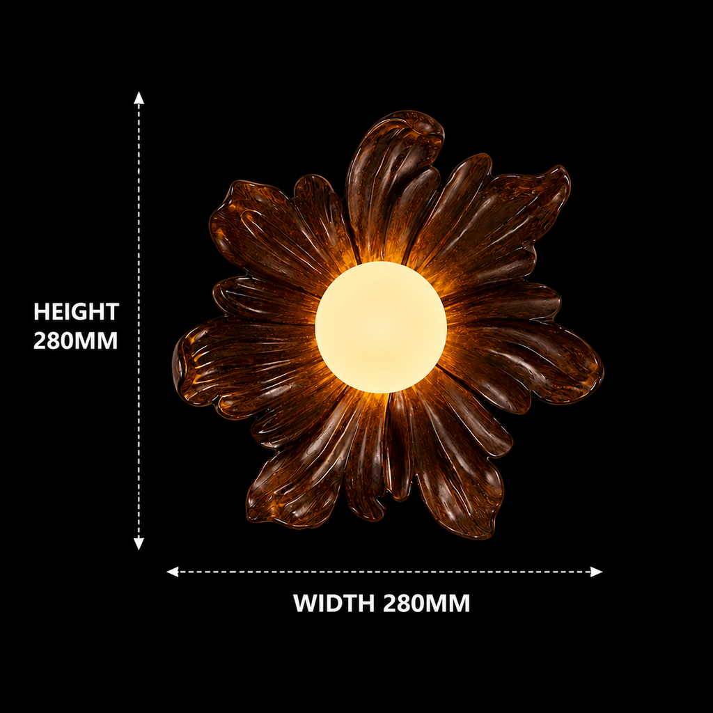 FloraGlow Walnut Petal Resin Wall Light