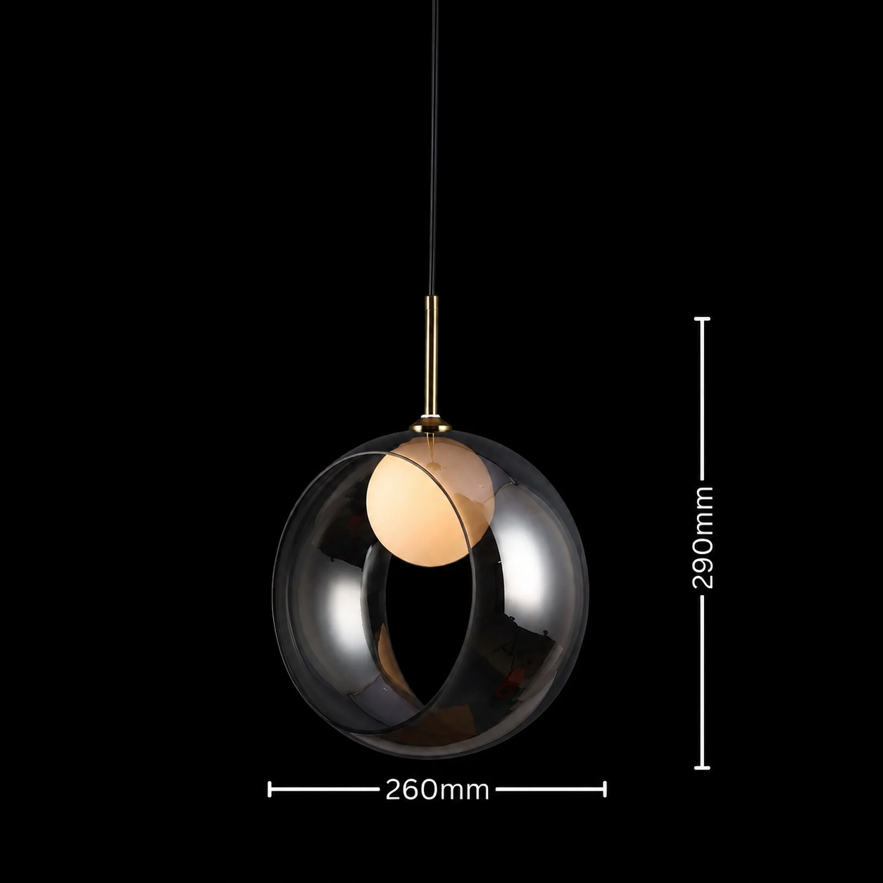 Void Orb - Modern Smoked Glass Pendant Light