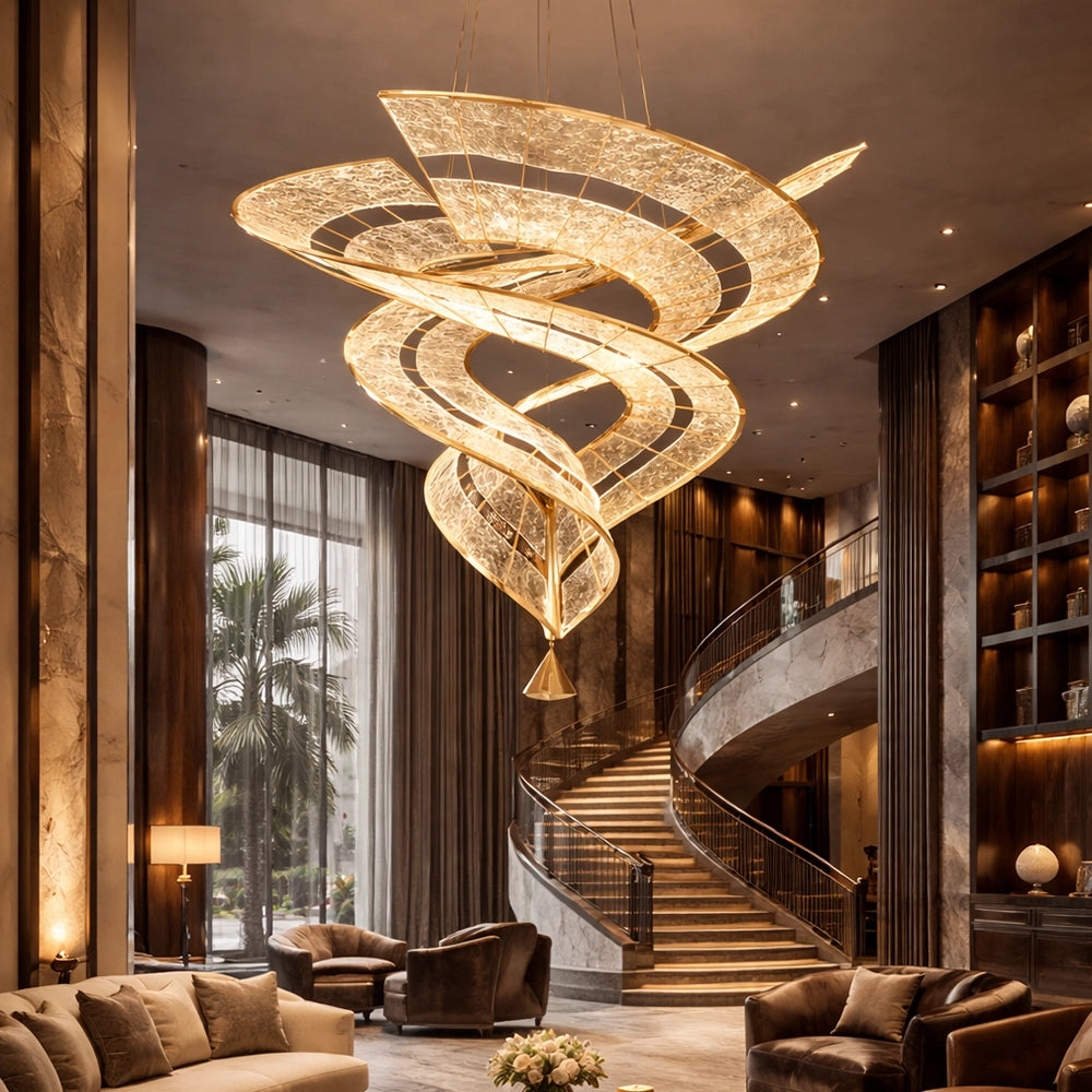 Golden Vortex Shard Chandelier