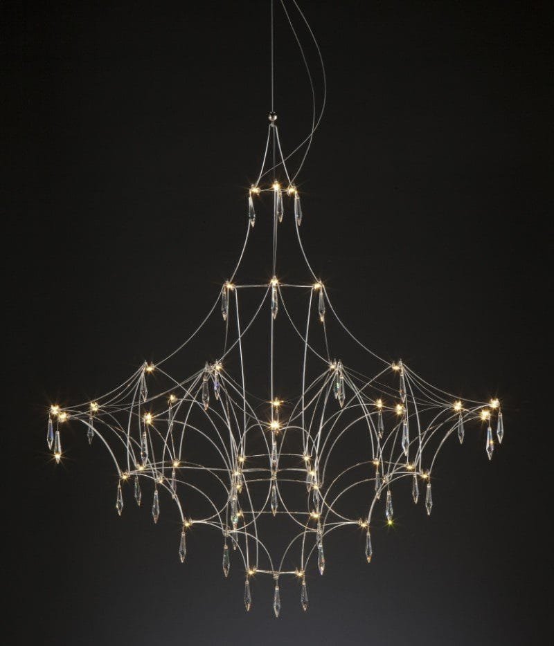 Crystalline Silver X Glass Chandelier