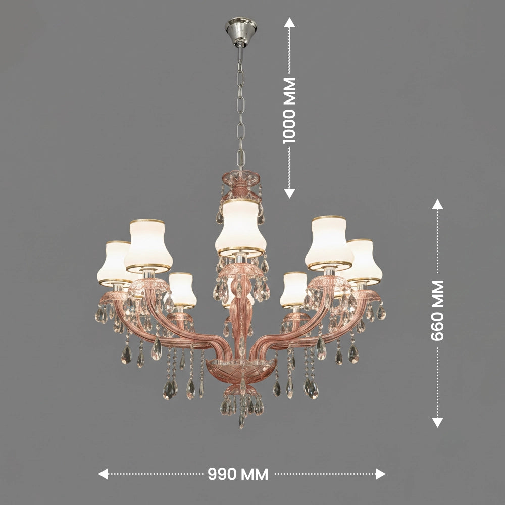 Blush Crystal Lampshade Chandelier