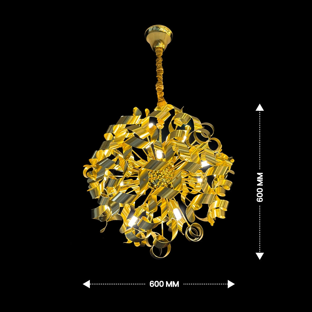 Braided Gold Ribbon Cascade Chandelier