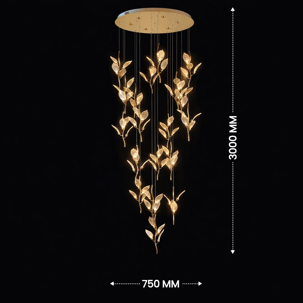 Aurora Gold 19 Leaf Cascade Chandelier