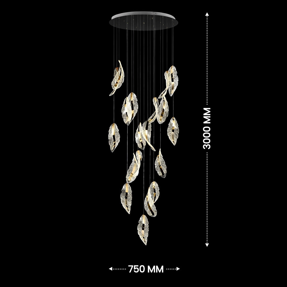 Luxury Golden Leaf Cascade Chandelier