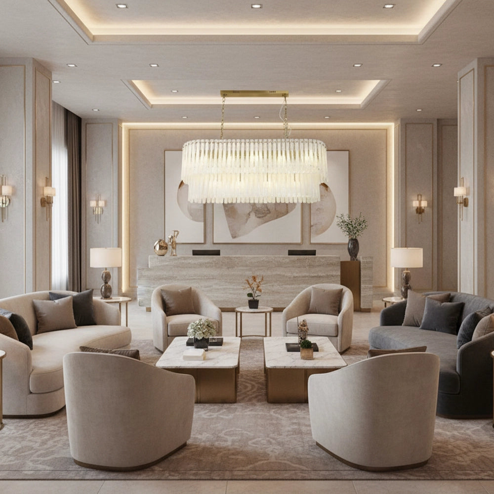 Imperial Halo Glass Rod Chandelier