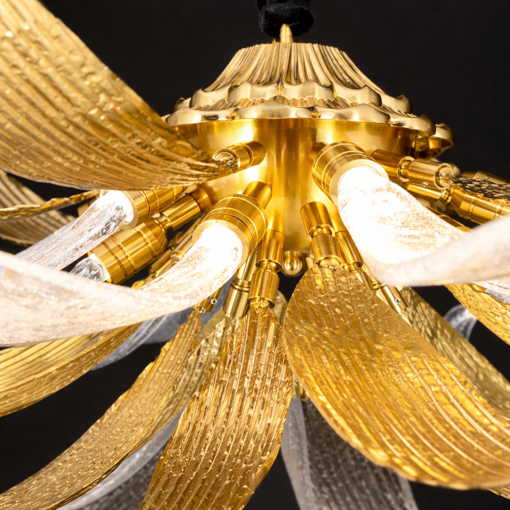 Aurelion Bloom Sculptural Glass & Gold Chandelier