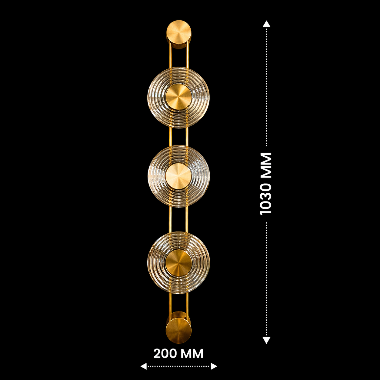Vetro Luxe Triple Disc Brass Wall Light