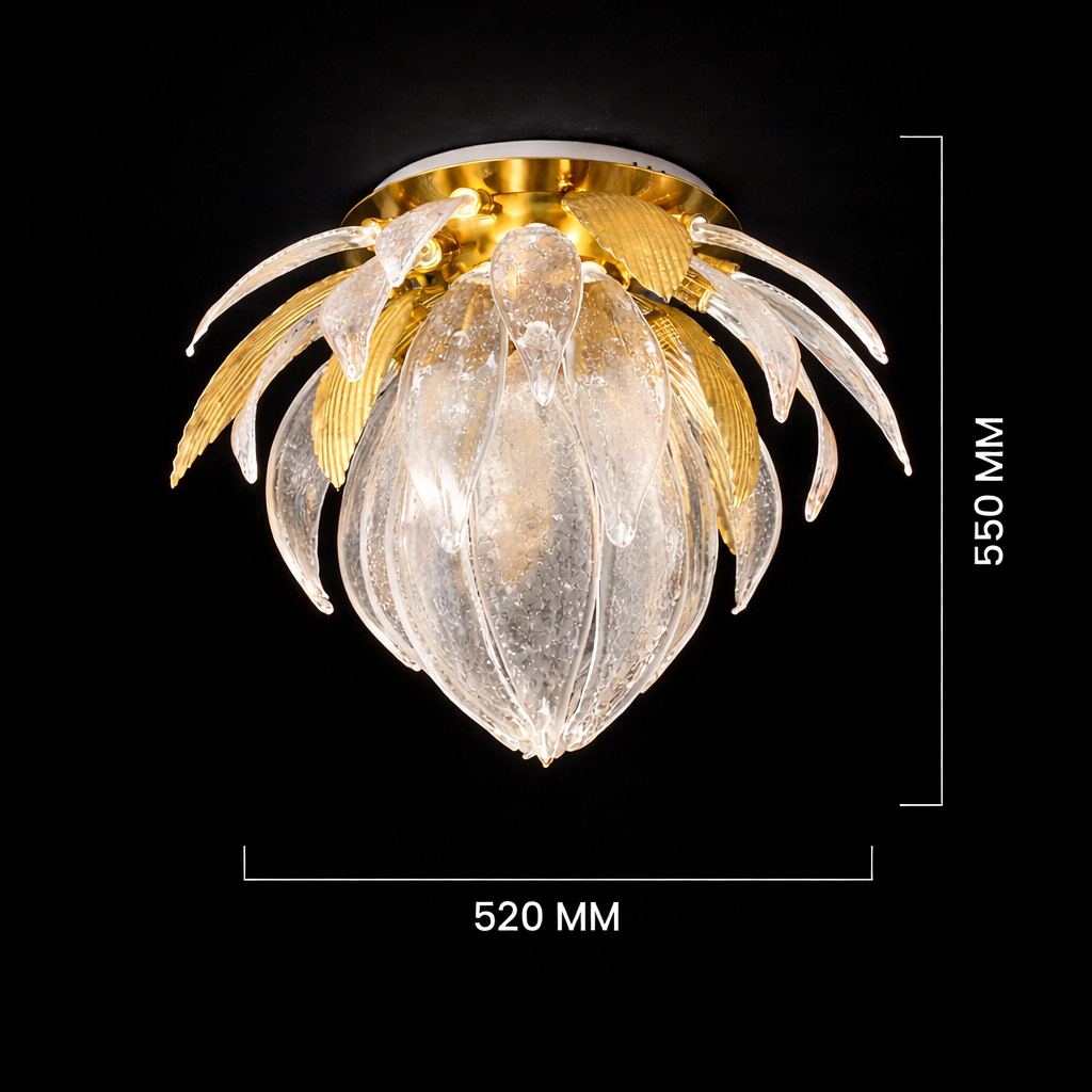 Solara Bloom Crystal Petal Flush Mount Chandelier