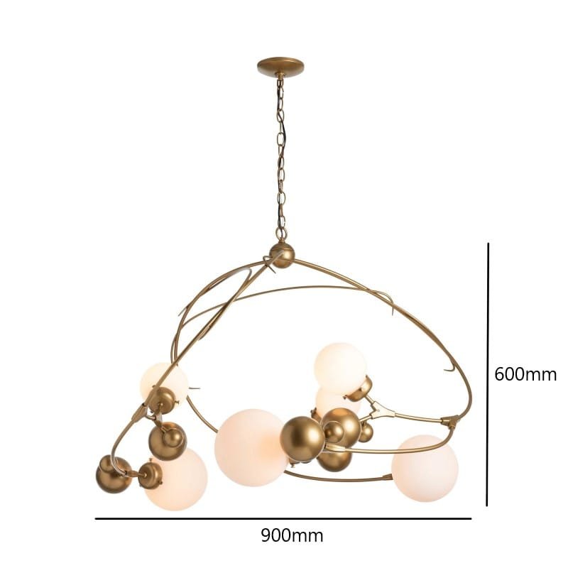 First Snow Curved Globe Glass Chandelier