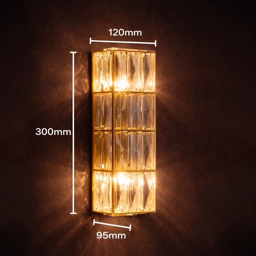 CrystalGrid Brass Gold Wall Light