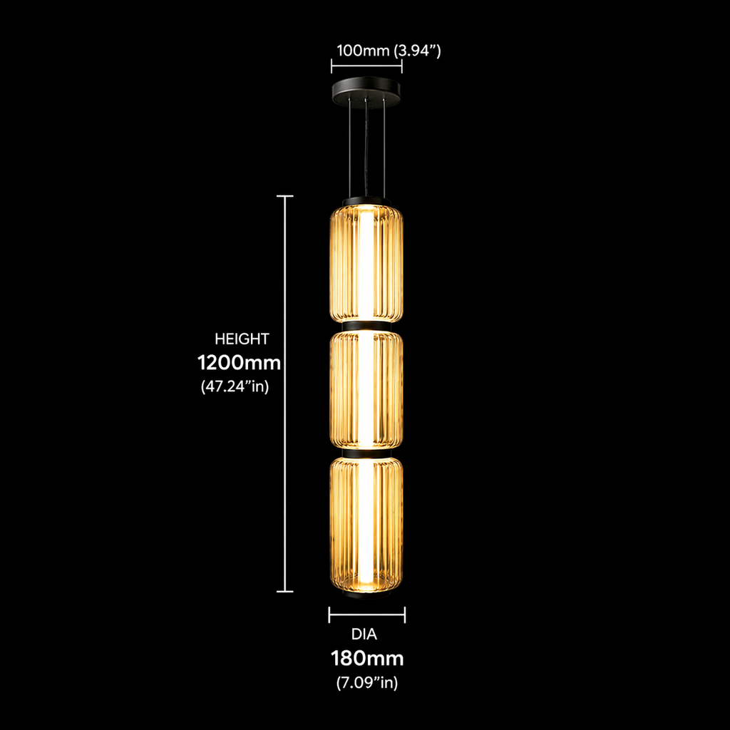 TriLuxe Vertical Ribbed Glass Pendant Light
