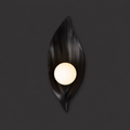 Raven's Glow - Black Leaf Wall Sconce with Orb Light