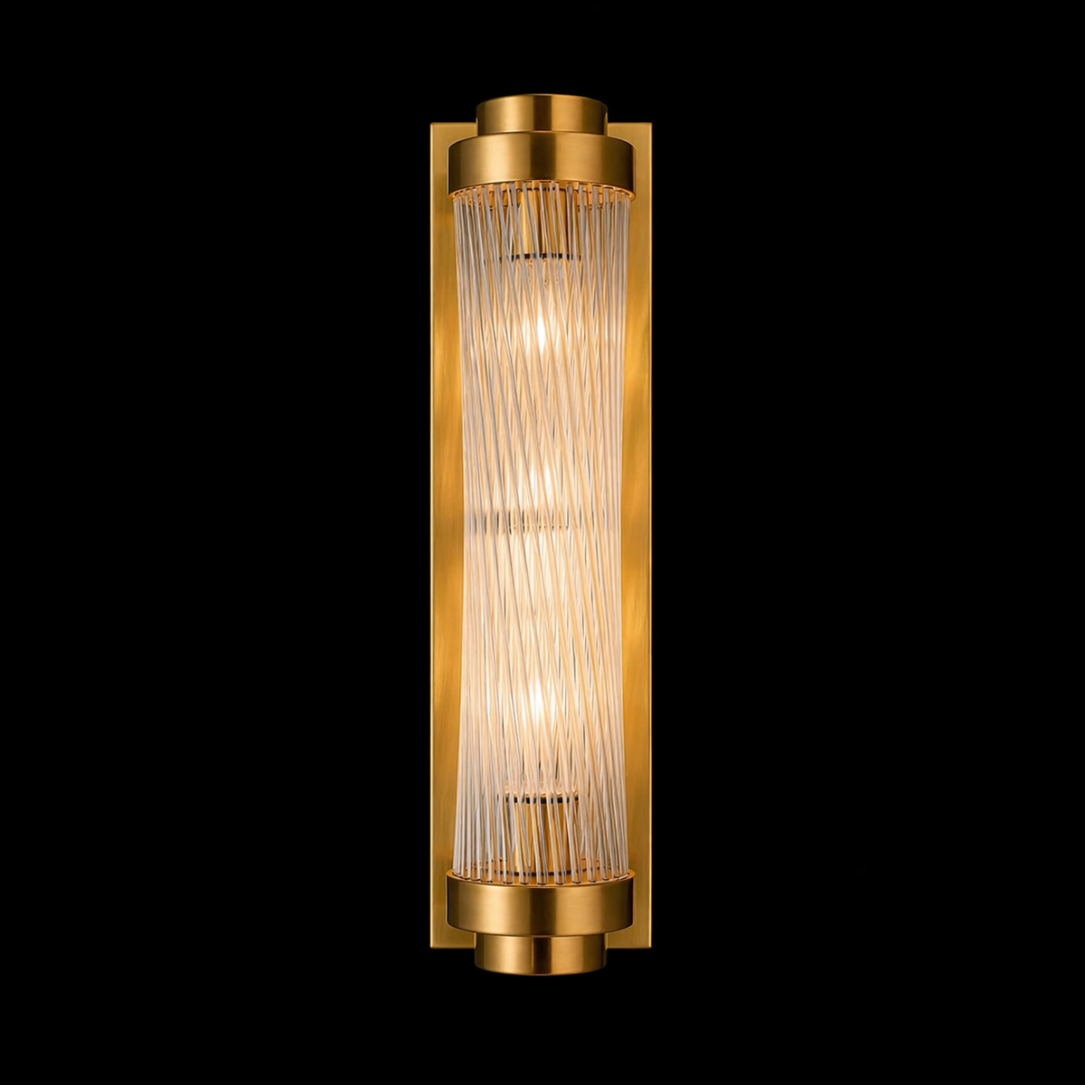 Modern Ribbed Glass Brass Wall Light