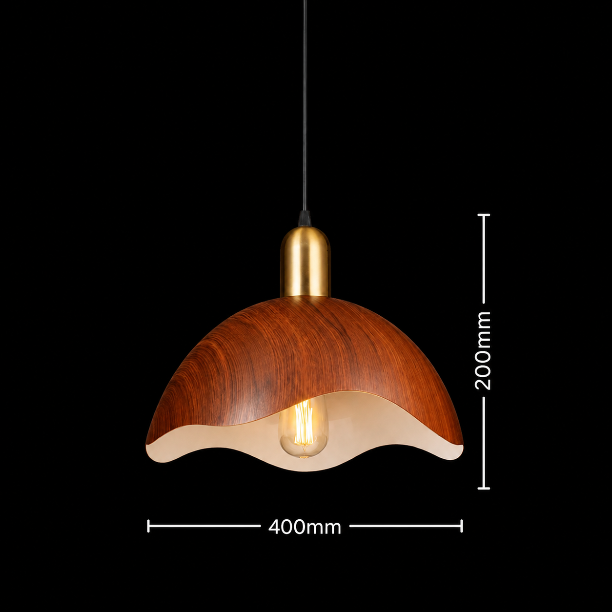 Timber Bloom Wavy Wood finish Pendant Light