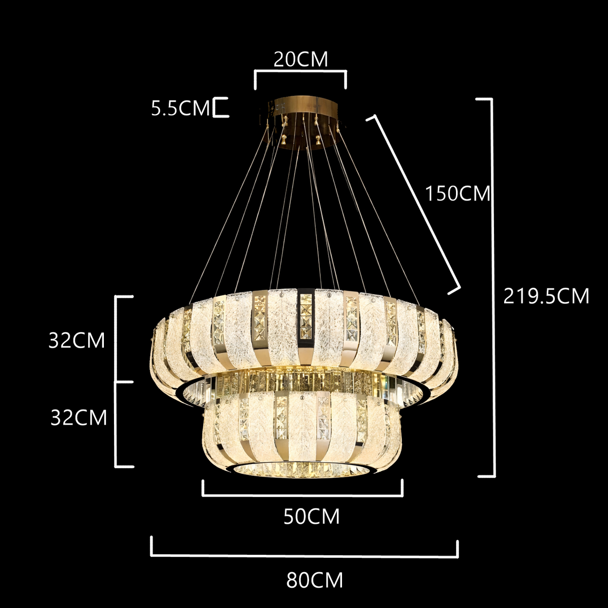 Elite Gold Ring Crystal Chandelier