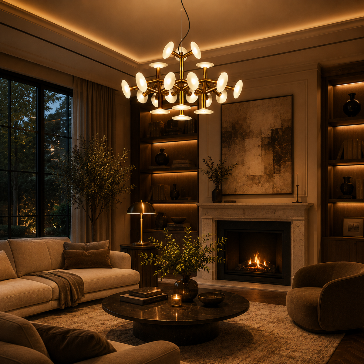 Aurelio Modern Brass Disc Chandelier