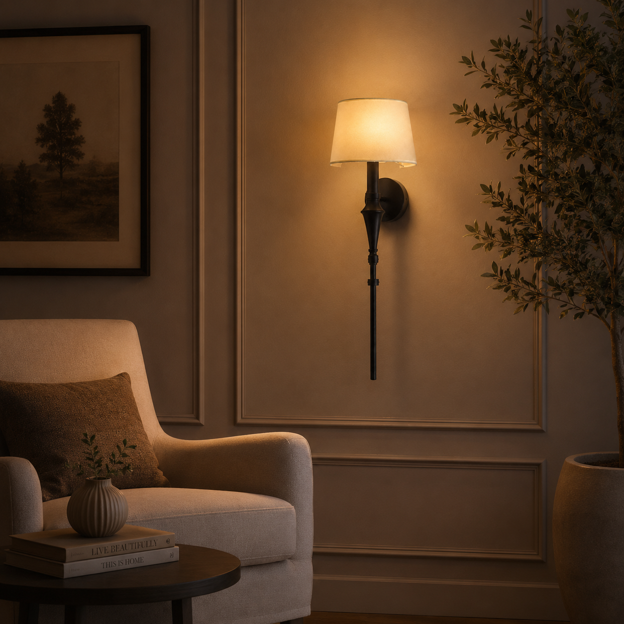 Noir Elegance Fabric Wall Sconce