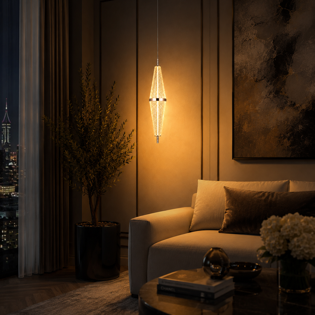 Luminara Crystal Teardrop Pendant Lamp in Rose Gold