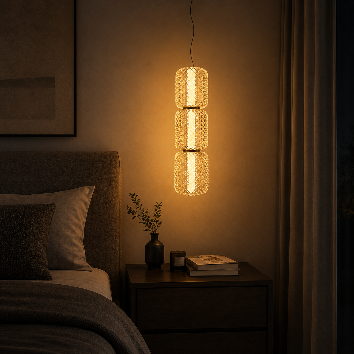 Aurelle Triple Textured Glass Pendant Light