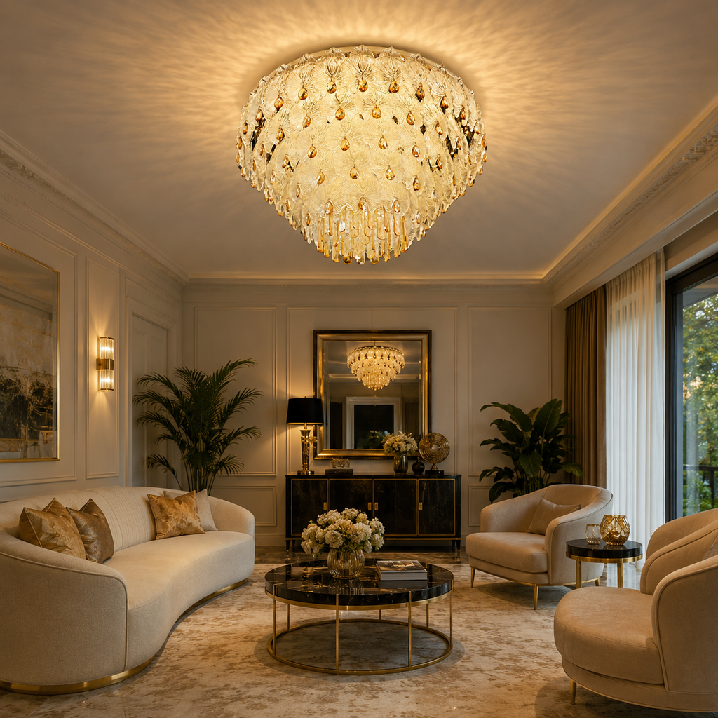 Aurora Bloom Crystal Flush Mount Chandelier