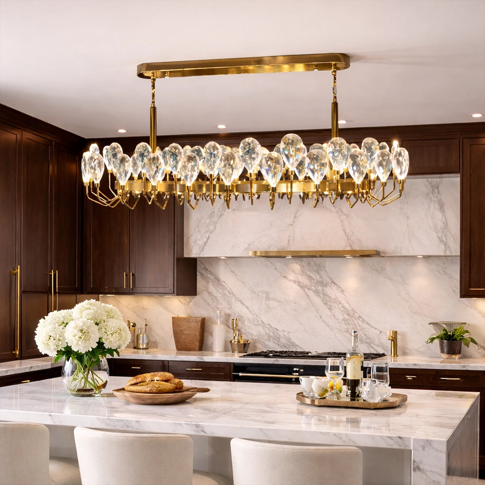 Braided Rope Teardrop Crystal Linear Chandelier