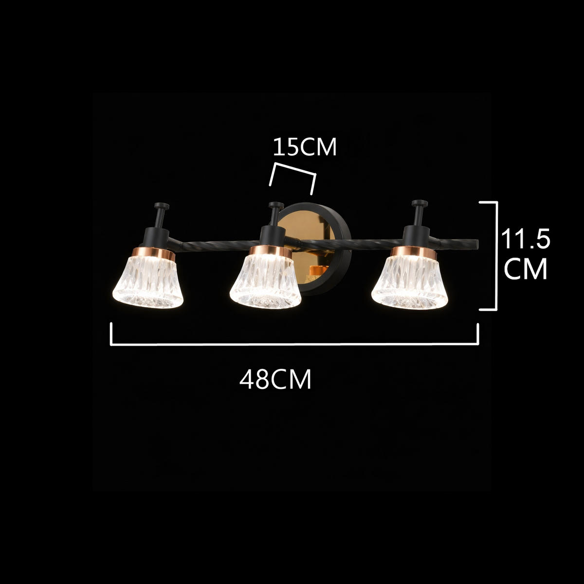 LumiTwist Triple Crystal Vanity Wall Light
