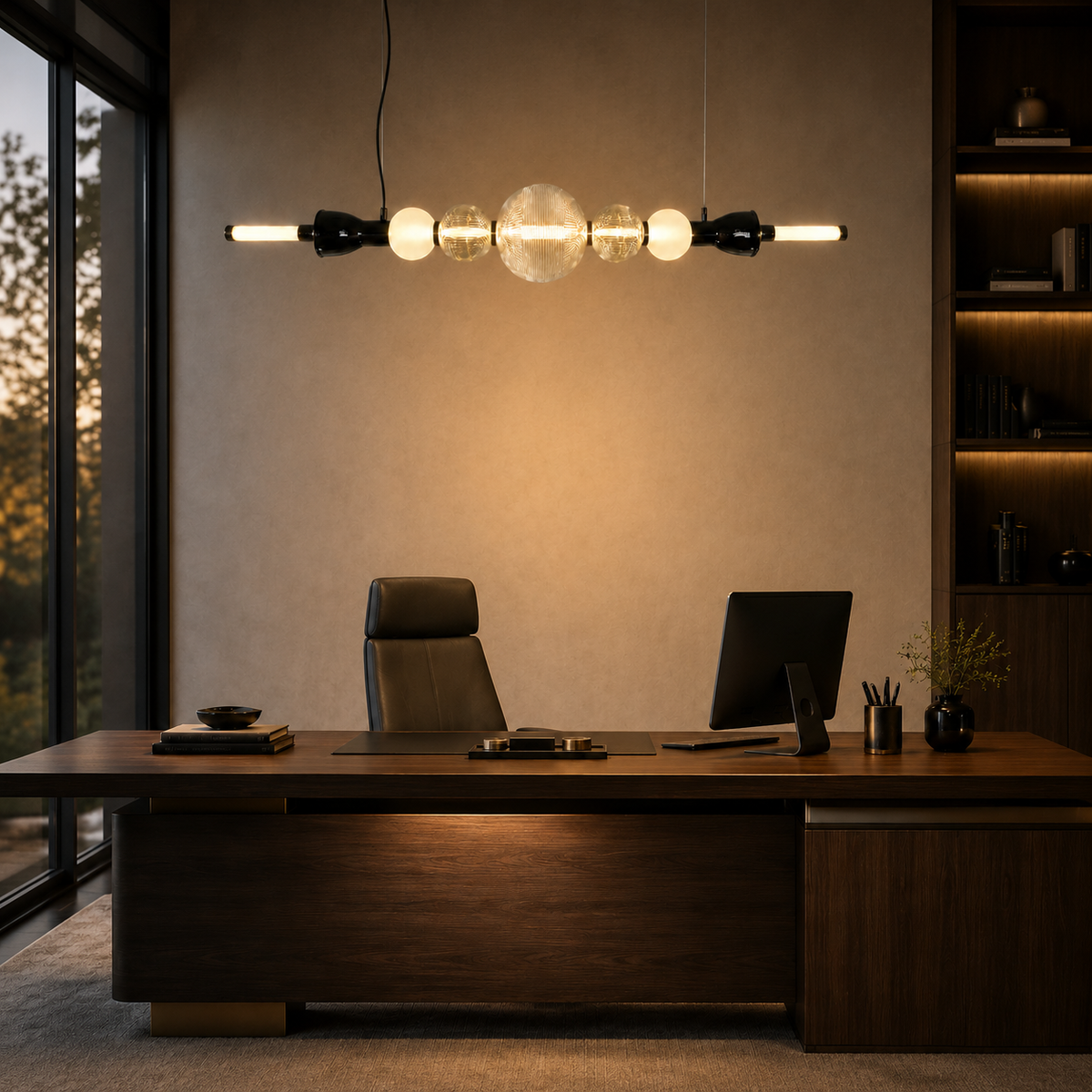 Celestial Orb Linear Glass Pendant Light