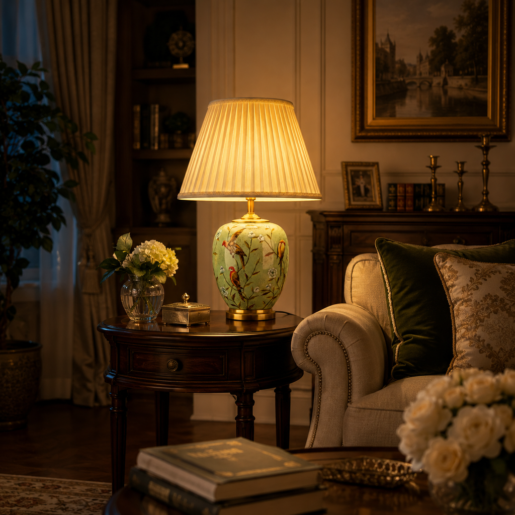 Vintage Hand-Painted Ceramic Table Lamp