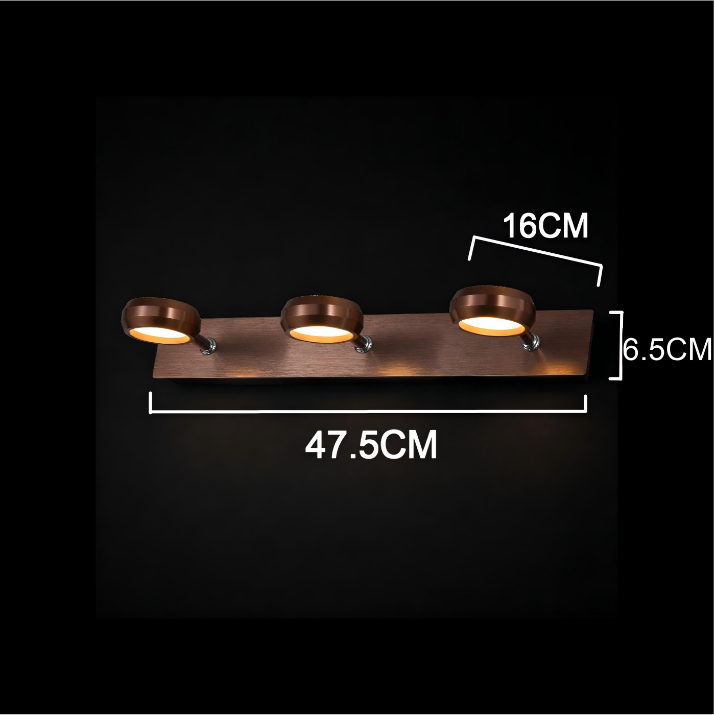 Coffee Brown 3-Head LED Wall Spotlight