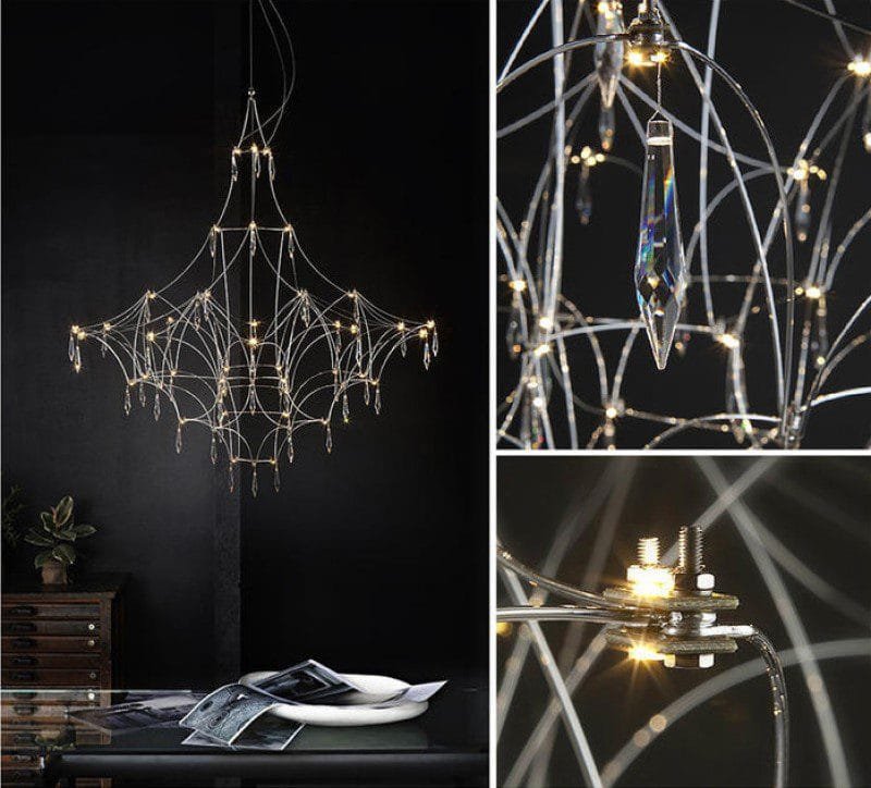Crystalline Silver X Glass Chandelier
